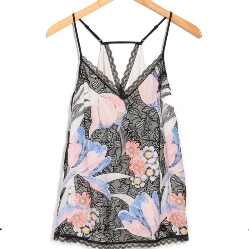 NWT Reiss Cali Colorful Floral Lace Camisole in Blueprint